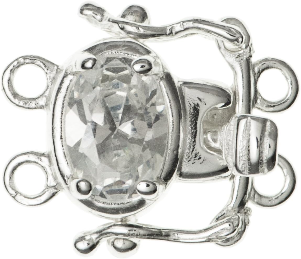 Dreambell .925 Sterling Silver Clear Cz Crystal Pearl Box Clasp 15mm Connector Switch Bead with Safety Lock