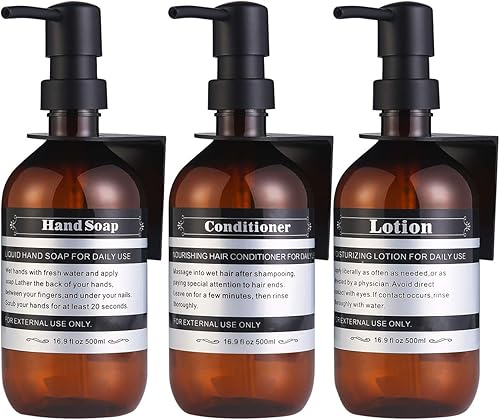 Sookdeo Botella dispensadora para baño y cocina, recargable para champú, acondicionador, plato de mano, jabón, loción, aceite, ducha, jabón,