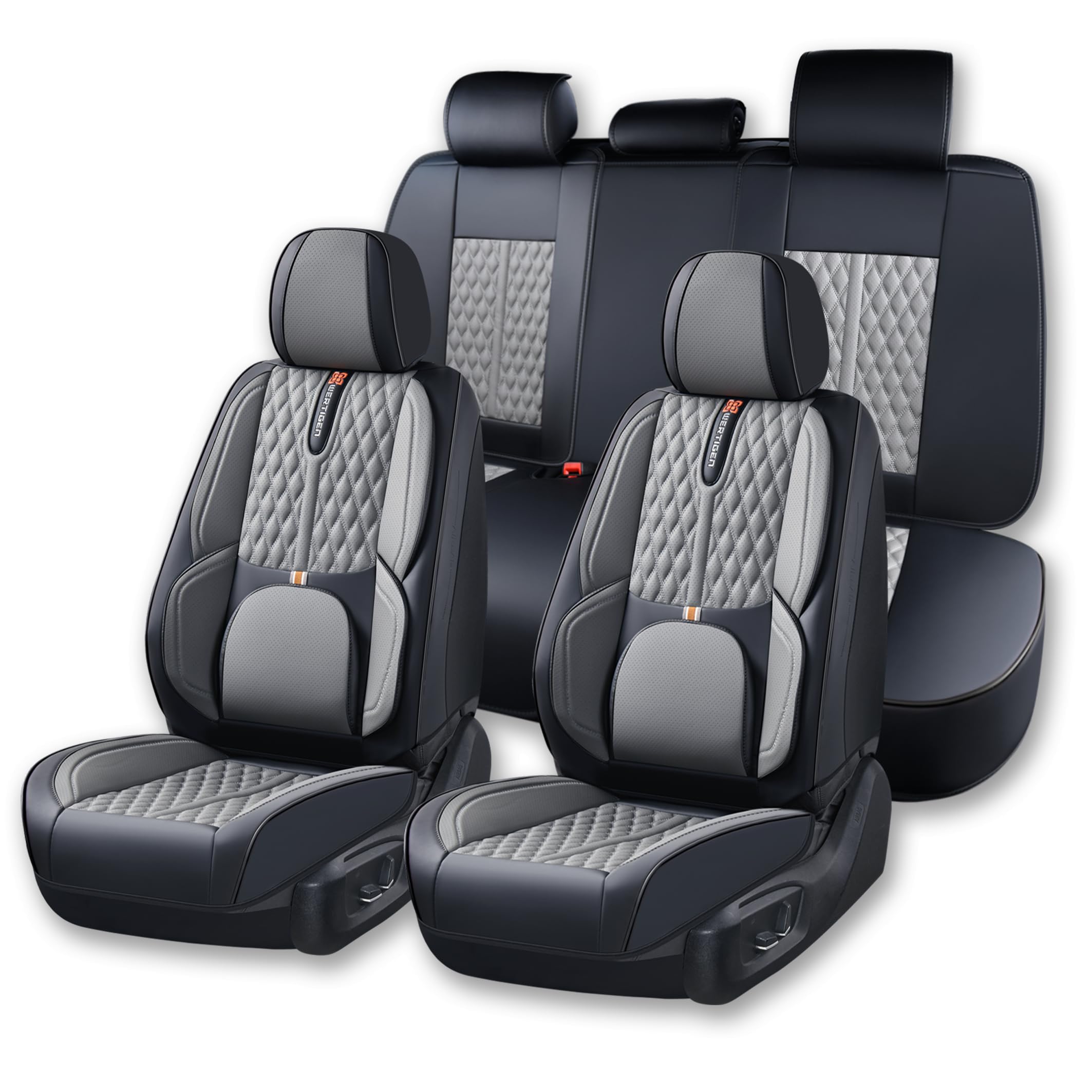 Wertigen Universal Car Seat Cover, Gray Car Seat Cover, Artificial Leather, Waterproof and Easy to Clean, 360° Coverage for 5 Seats, Protects and