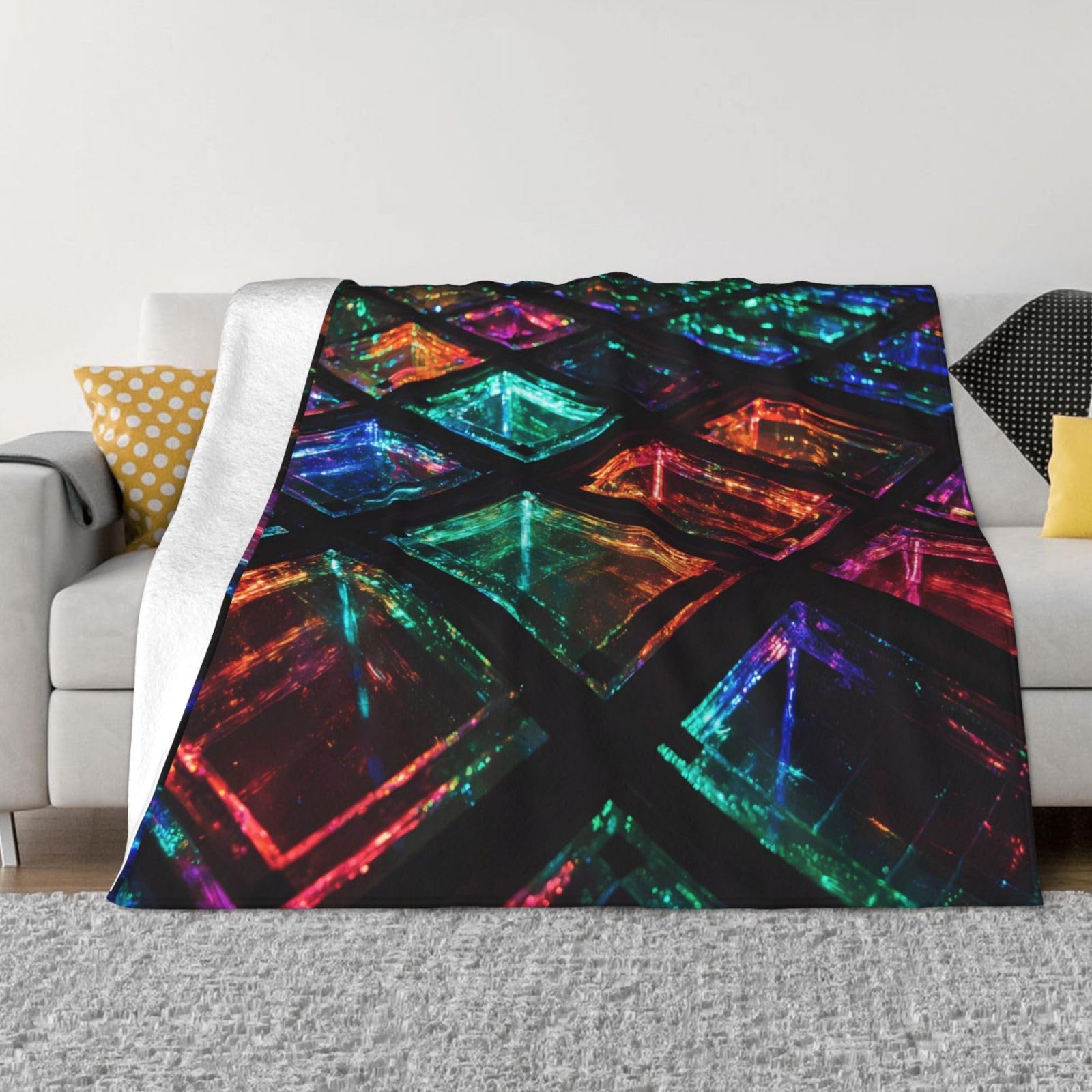 Couverture de canapé chaude flanelle plaid lumineux anti-froid salon lit
