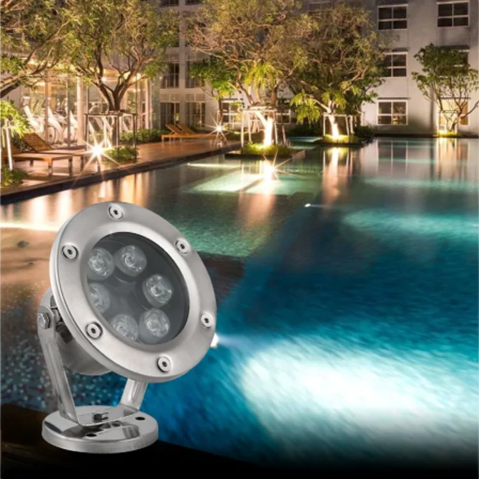 Lampa podwodna LED IP68 24V zanurzalny basen lampa dekoracyjna ze stali nierdzewnej do wodospadu ogrodowego regulowany uchwyt fontanna światła(RGB,24W)