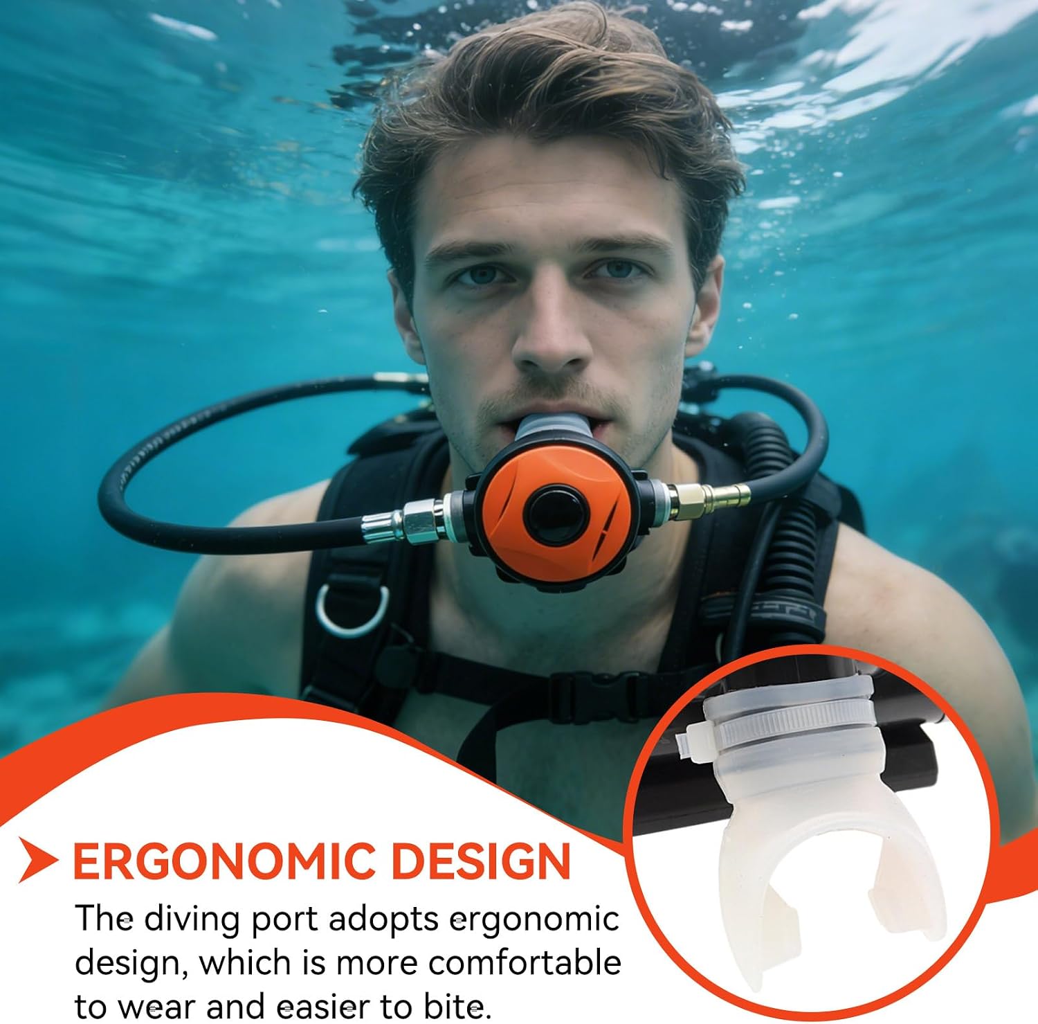 HERCHR Scuba Regulator, Diving Mouth Piece, Snorkel Dive Second,ScubaRegulator, Dive Snorkel 2nd Stage Regulator Explorer with Mouthpiece Diving Equipment Accessory