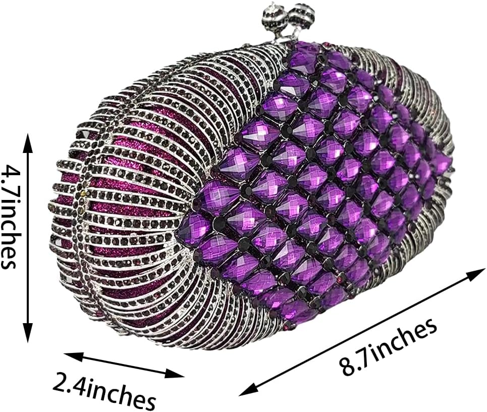 Shining Women Oval Clutch Rhinestone Purse Diamonds Evening Bag Full Crystal Clutch Handbag for Banquet Party Prom