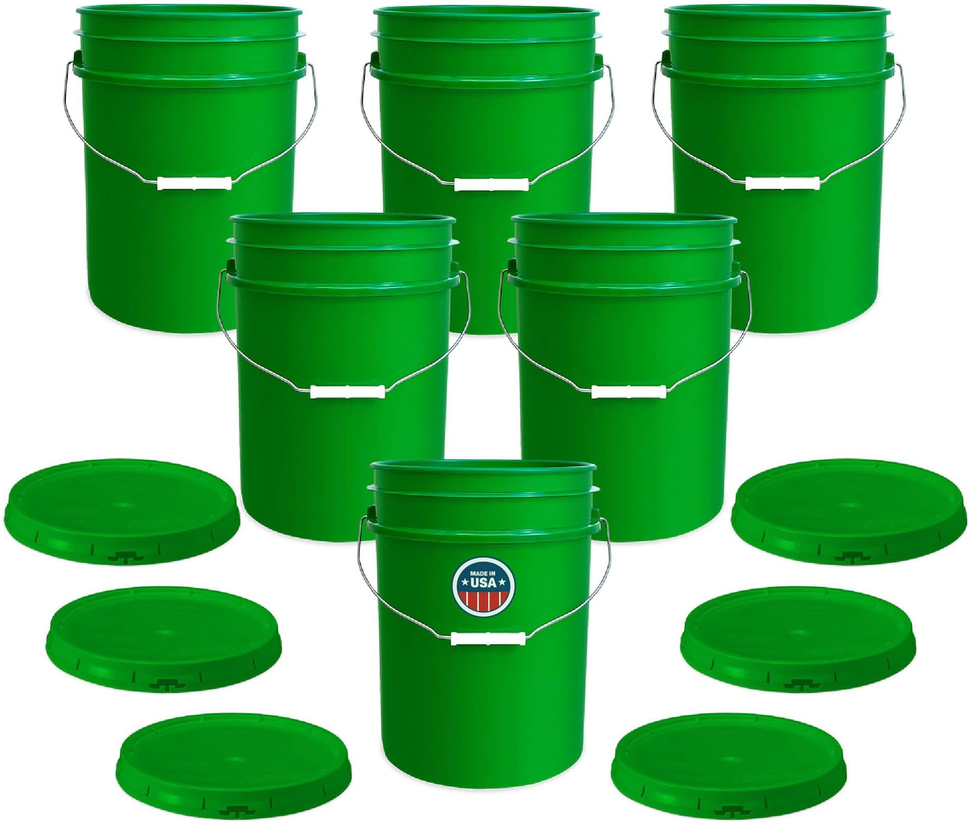 ePackageSupply 5 Gallon Bucket with Airtight Lid | Made in USA | Food Grade | Heavy-Duty Premium HPDE Plastic | Durable 90 Mil All Purpose Pail | Easy Stack and Store | BPA Free | 6 Count