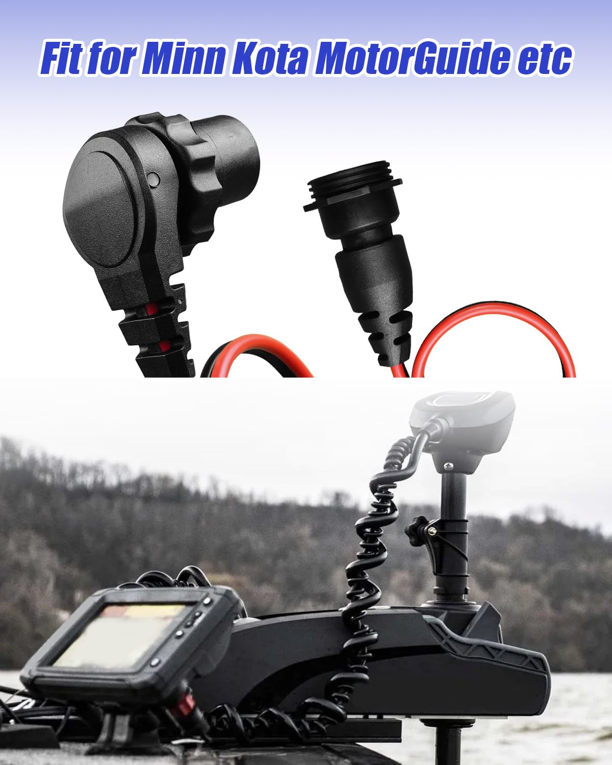 Spina e presa per motore da traina compatibili con motori da traina Minn Kota Motor Guide per acqua dolce e salata con cavo 1-10 AWG, connettore maschio femmina impermeabile 48V con cavo 8AWG