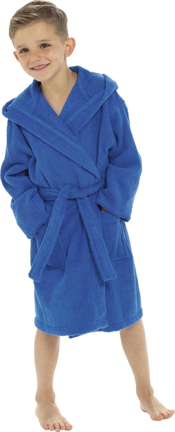Generic Kids Unisex Childrens Bathrobe Lilac Solid 100% Cotton Terry Towel Soft Towelling 7-13 Years