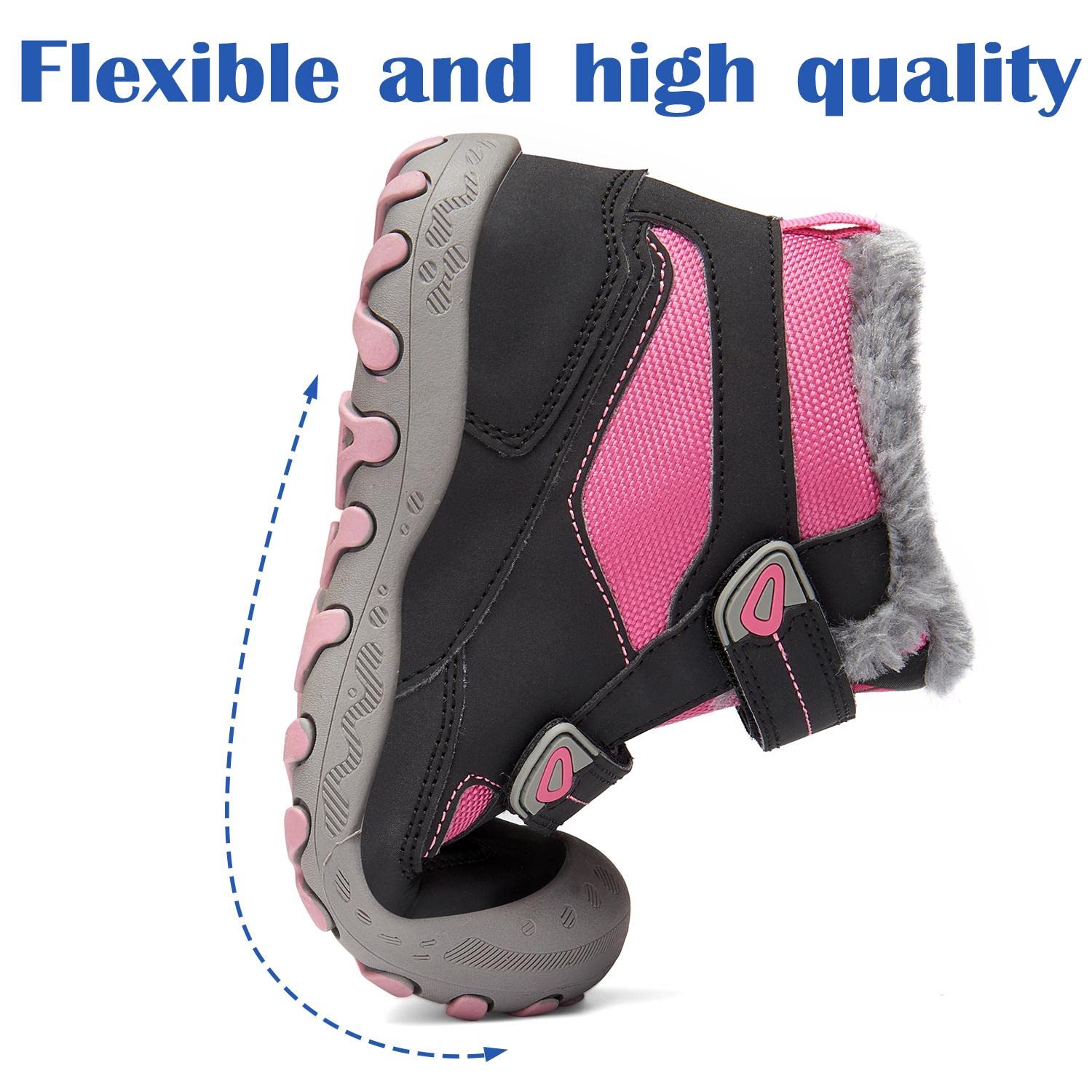 Mishansha Dziecięce buty zimowe z ciepłą podszewką, rozm. 24-38, magenta liliowy, 34 EU