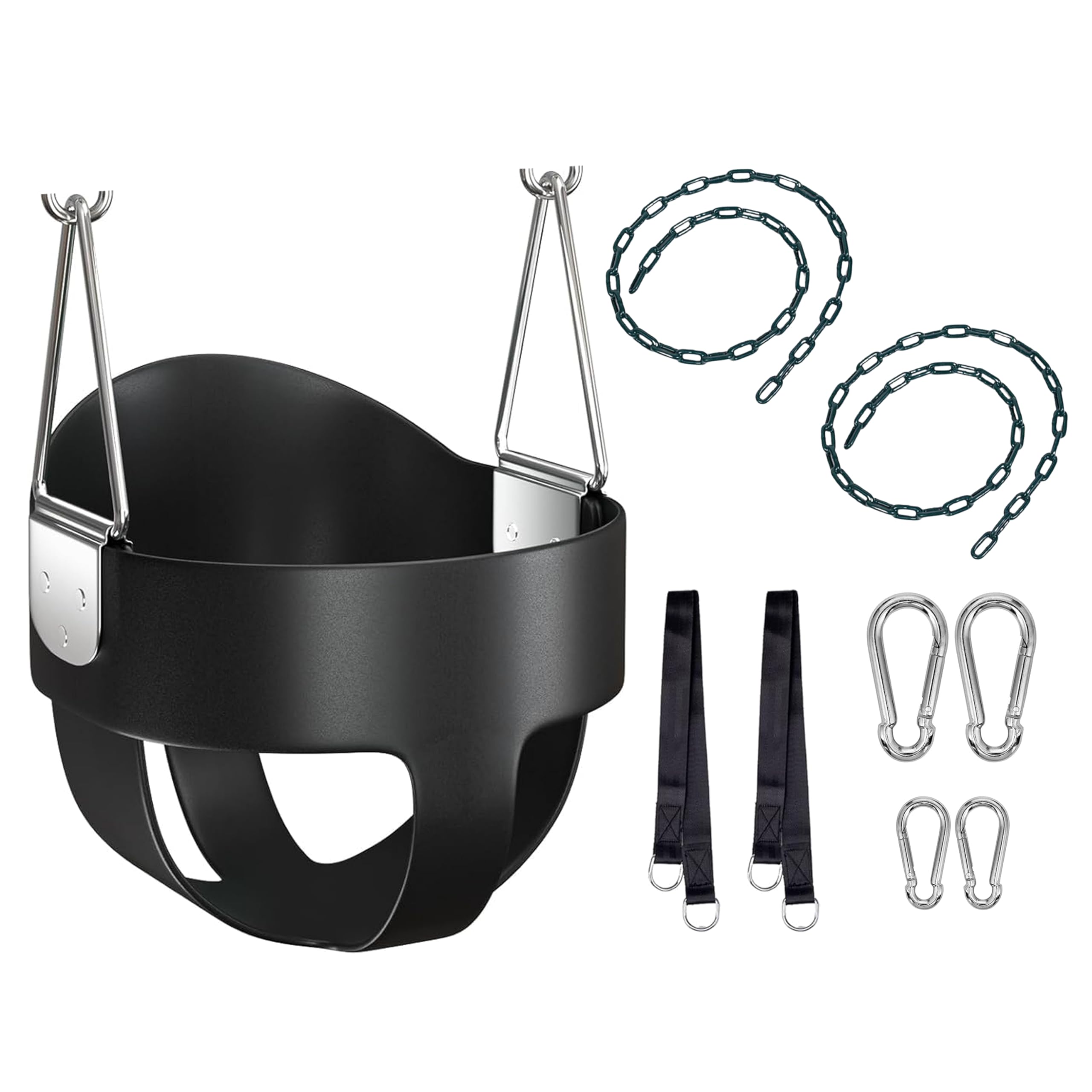 TengRui Toddler Baby Swing Seat Outdoor Indoor, Heavy-Duty High Back Full Bucket Swing Coated Chains with Tree Straps Hooks for Garden Backyard