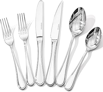 48 Piece Teardrop Silverware Set with Steak Knives, 18/10 Stainless Steel Flatware Set for 8, Modern Design Cutlery Set for Home/Hotel/Wedding,Mirror Polished and Dishwasher Safe