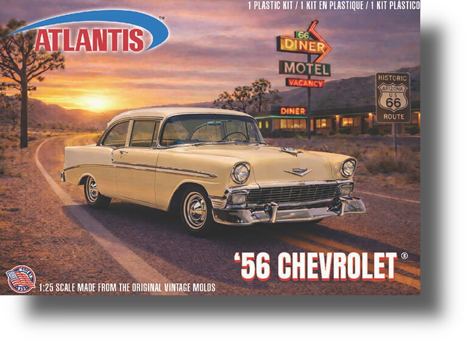 U.S. Route 66 - 1956 Chevrolet 283 V-8 1/25 Scale Model Kit