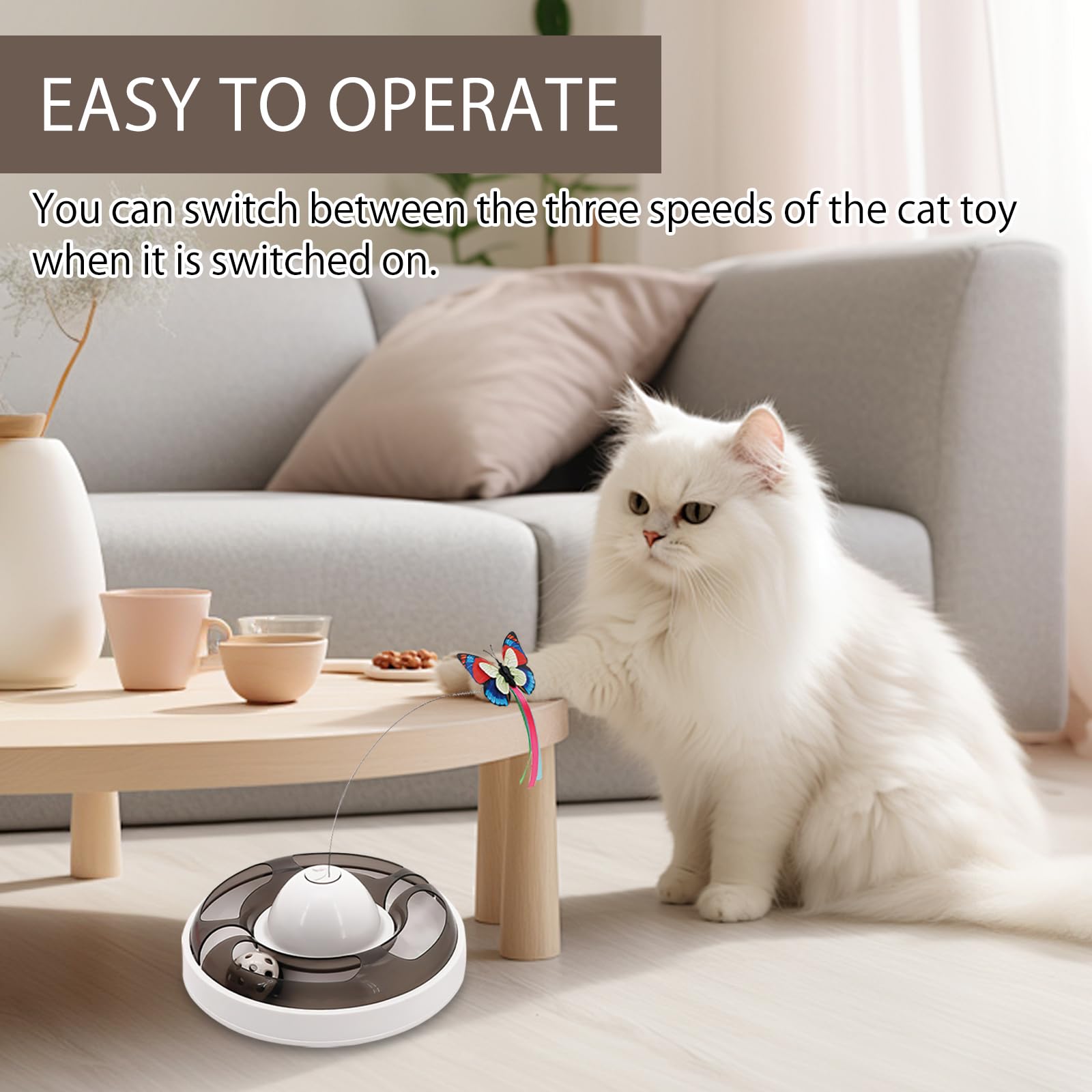 TNSLAND 3 in 1 giocattolo elettrico per gatti interattivo, giocattolo elettronico per gatti a farfalla Cat Toys, giocattolo intelligente per gatti