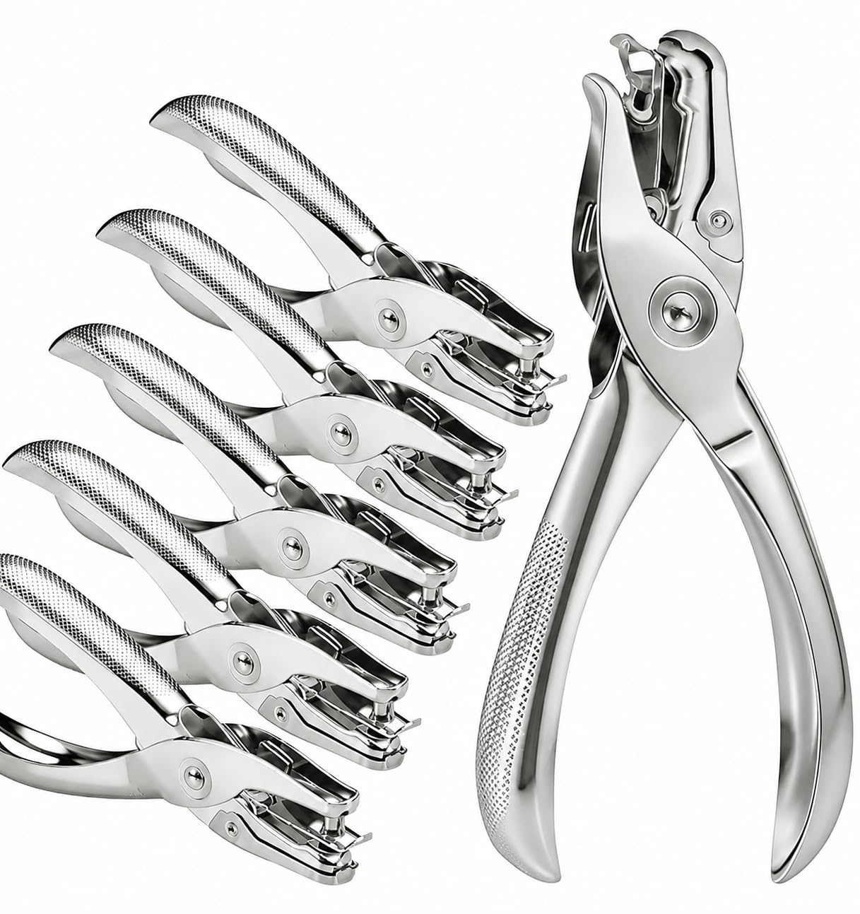 6 Pack Single Hole Punch, 1/4 Inch Handheld Metal Punch, 8-Sheet Capacity