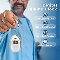 Vista 3 de 2 Pack Talking Clock for Blind Keychain Alarm - Small Digital Clock with Alarm for Visually Impaired Digital Alarm Clock for Kids, Elderly, Silver