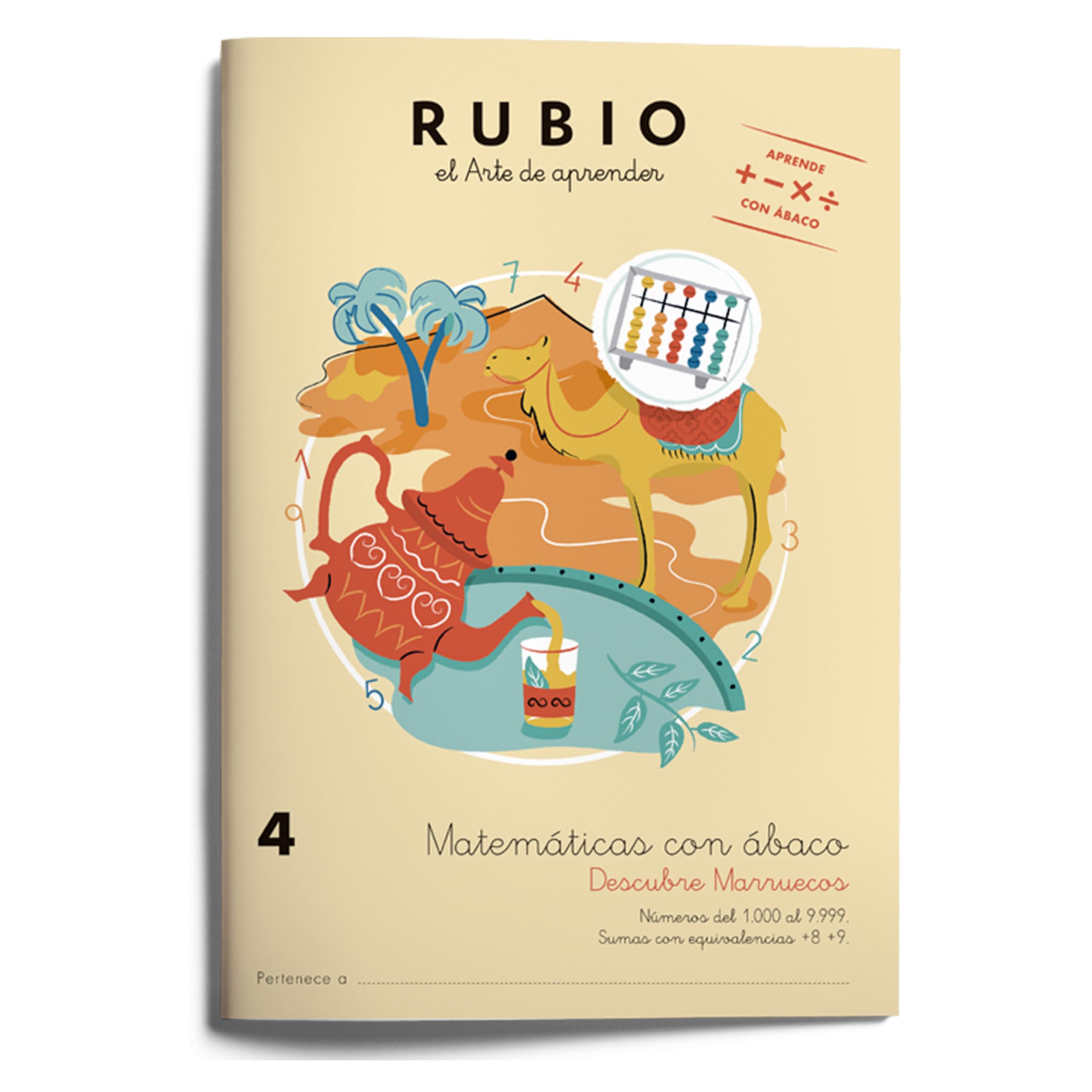 4 Matemáticas con ábaco. Descubre Marruecos | RUBIO | Sumas con equivalencias +8 +9. Números del 1000 al 9999