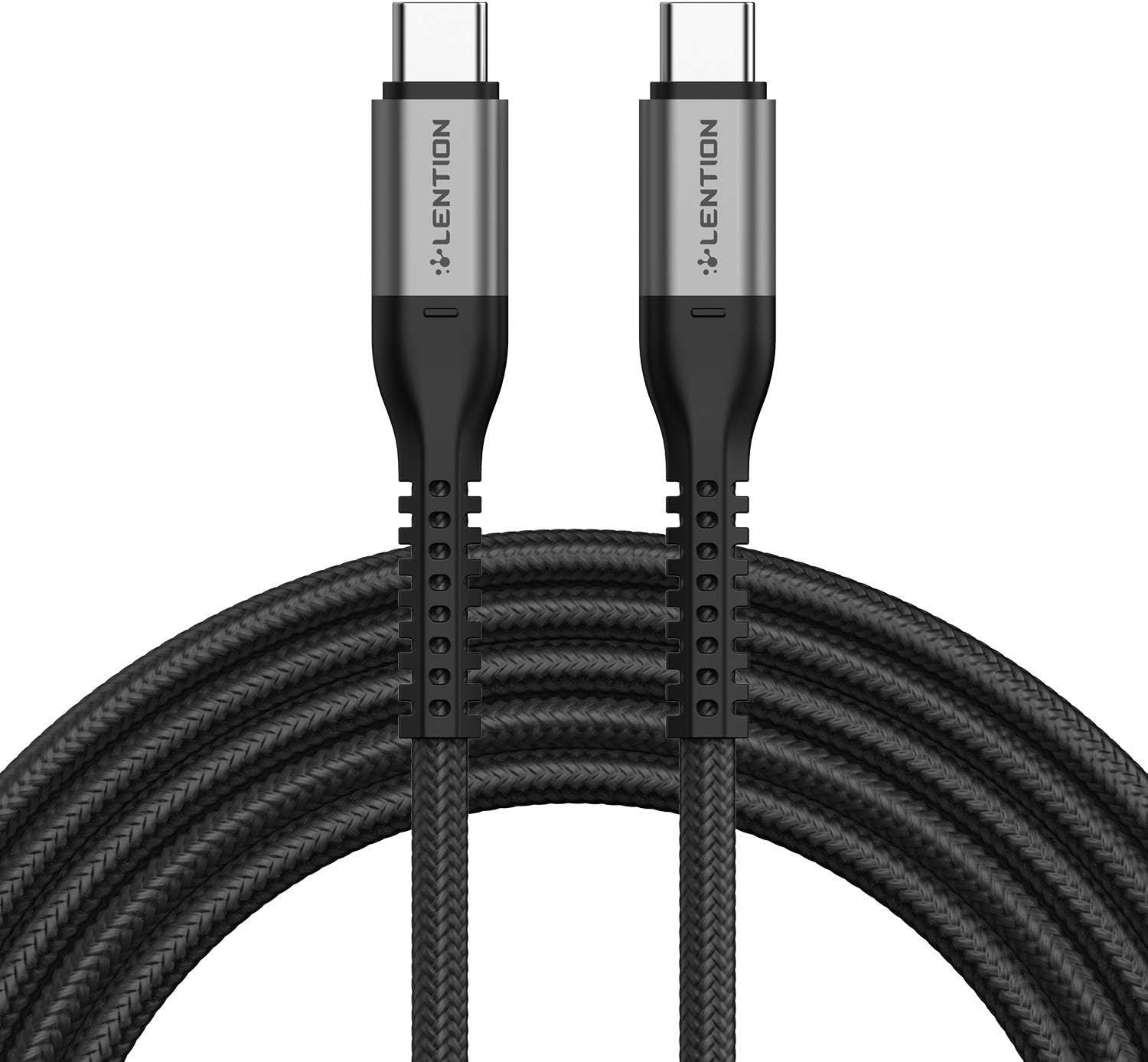 USB C to USB C Cable 6.6ft 60W, LENTION Type C 20V/3A Fast Charging Braided Cord Compatible with 2019/2018/2017 MacBook Pro, 2019/2018 iPad Pro & Mac Air, Samsung Galaxy Note 9 S10 S9, More (Gray)