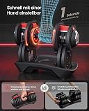 SONGMICS Set of 2 Adjustable Dumbbells, 12-in-1 Weights 1.5-18 kg Each, Quick Dial, Space-Saving, Non-Slip Handle, Storage Tray, Home Gym Strength Training, Black and Red SYL536R101 - 4