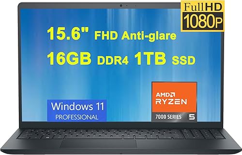 Dell Inspiron 15 3535 - Laptop de negocios  FHD antirreflejos de 15.6 pulgadas  Procesador AMD 6-Core Ryzen 5 7530U (i7-1255u)  SSD DDR4 de 1 TB de