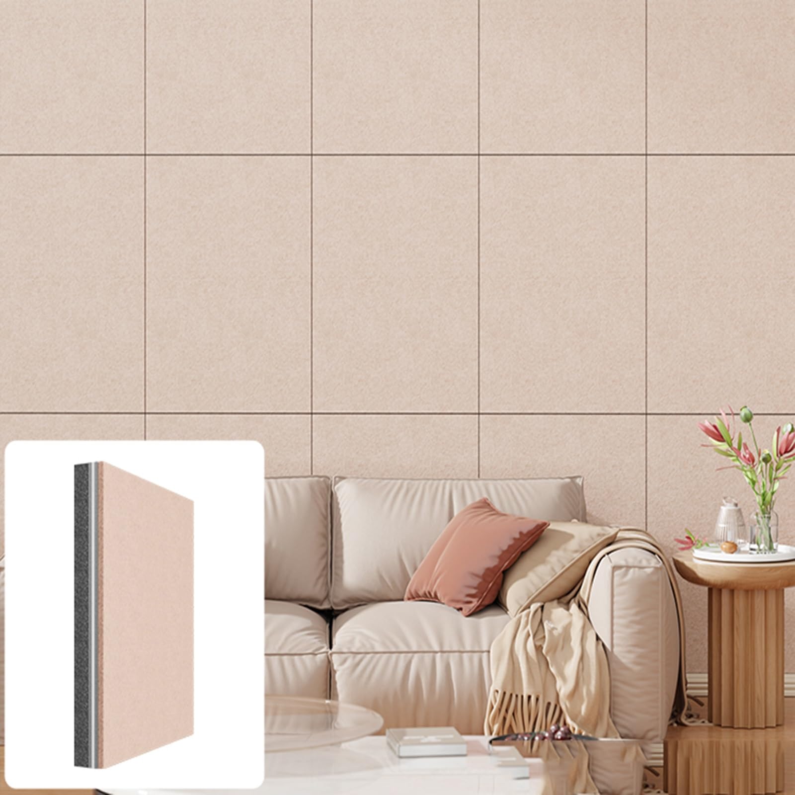 Insonorizzazione Stanza Rumori Vicini Pannelli Fonoassorbenti Decorativi 3D per Pareti Alta Densità Pannelli Insonorizzante Adesivi per Home Theatre(Beige,50 x 50 cm 3 cm)