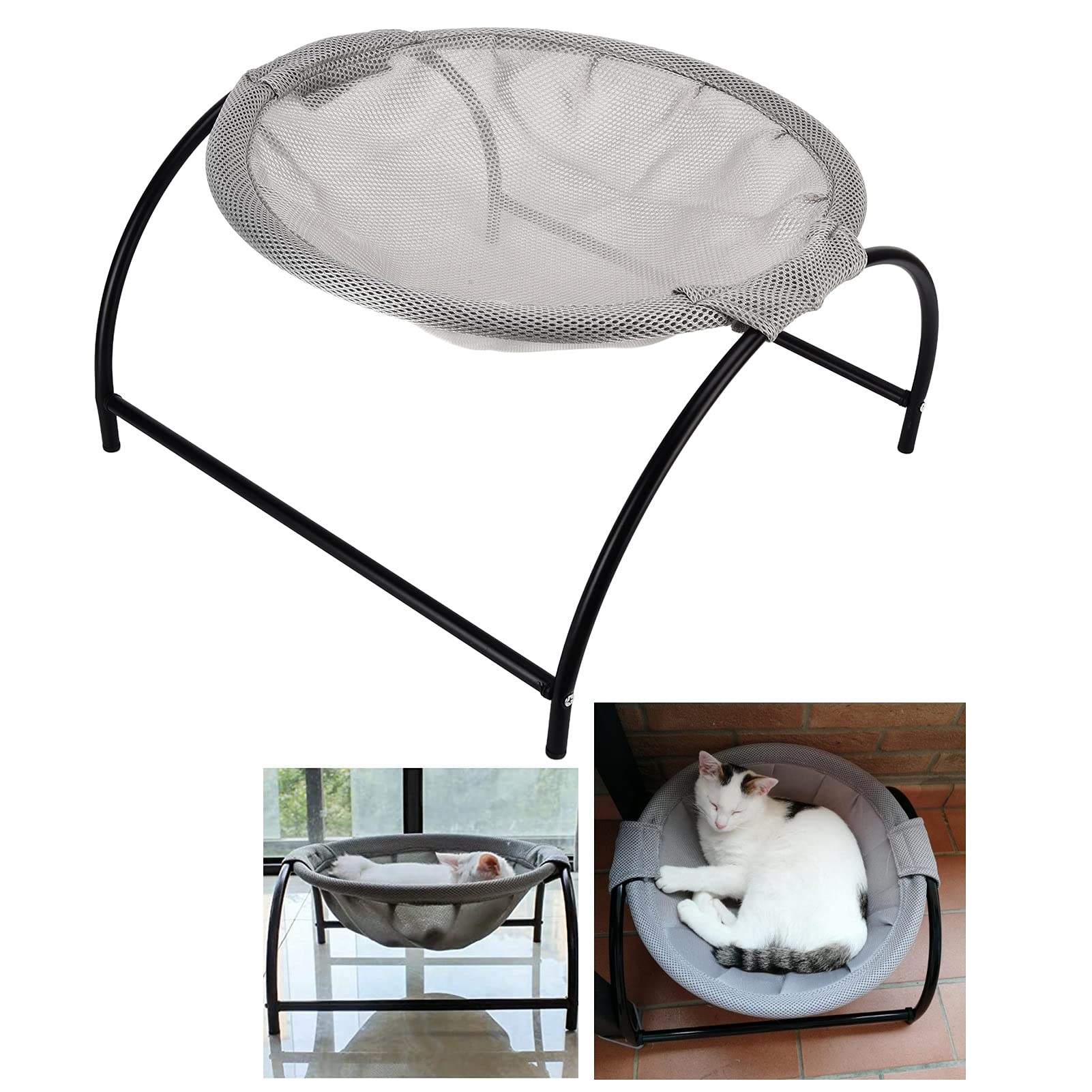 FLEXMAN Letto Sospeso per Gatti, Amaca per Gatti Morbida e Traspirante, 16,9X16,9X9,6 Pollici Letto per Animali Lavabile Staccabile per Gatti, Barboncini, Pomerania, Terrier (Gris)
