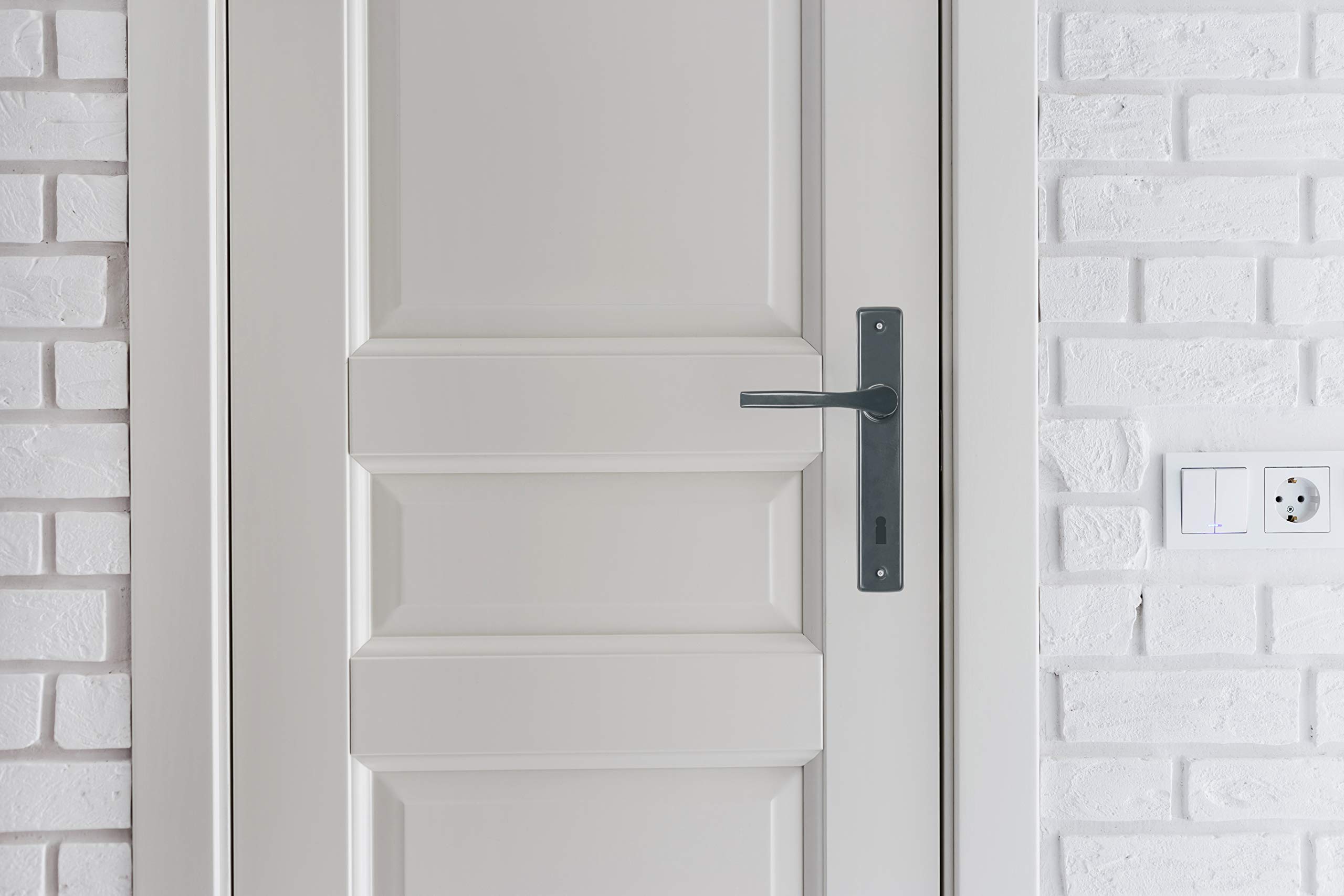 ADGO Poignée De Porte Ensemble De Poignées Droite Et Gauche Pour Porte à Clé, R=90 Mm, Rectangulaire, Poignée En Aluminium Pour Une Serrure étroite, Plaque D'acier Enduit De Poudre Galvanisée, Or