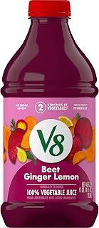 V8 Beet Ginger Lemon 100% Vegetable Juice, 46 fl oz - Bold Tangy Veggie Boost with Vitamins A, C & Zinc