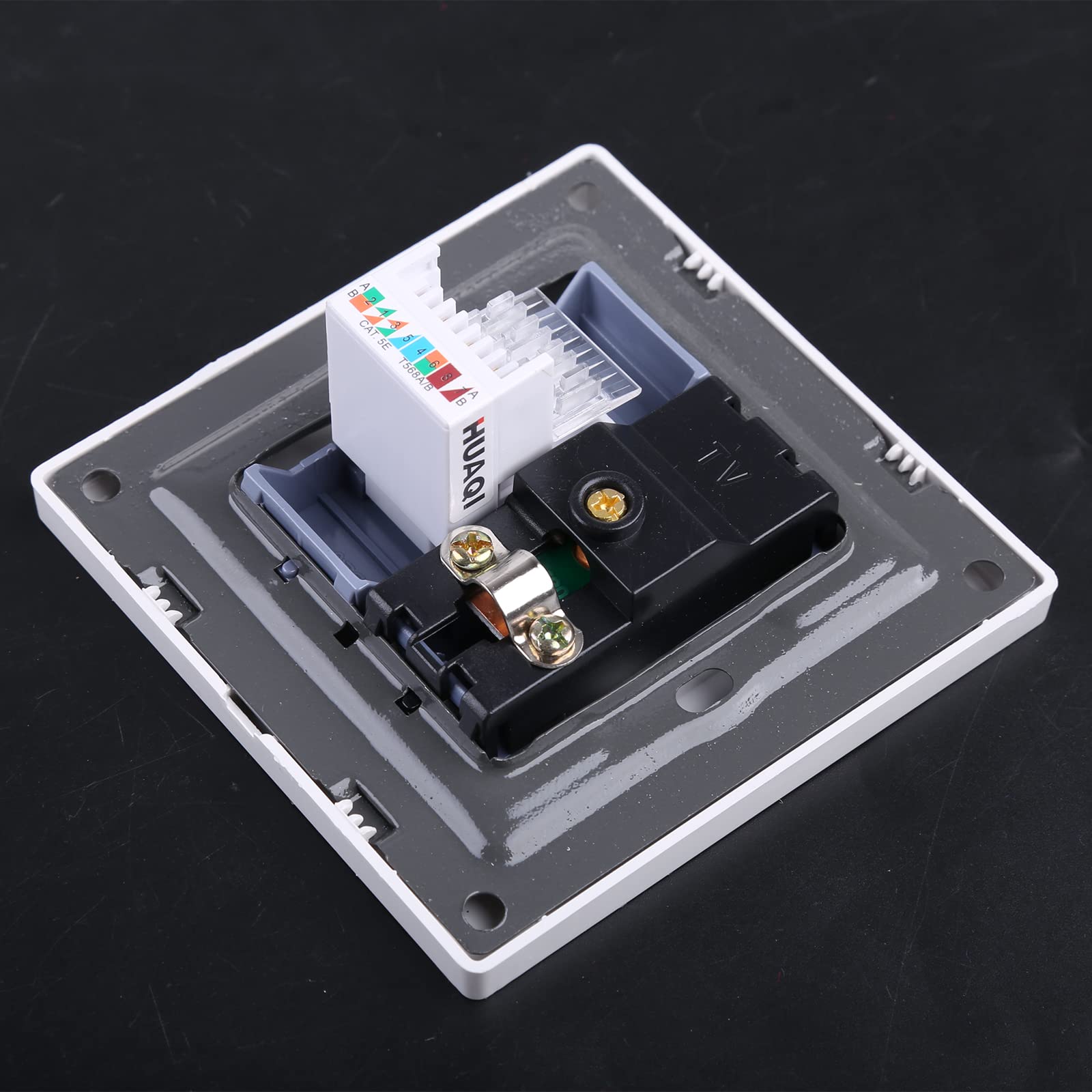 RJ45 Networks Adapter+TV Aerial Coaxial Wall Mount Output Faceplate Panel Socket - Image 4
