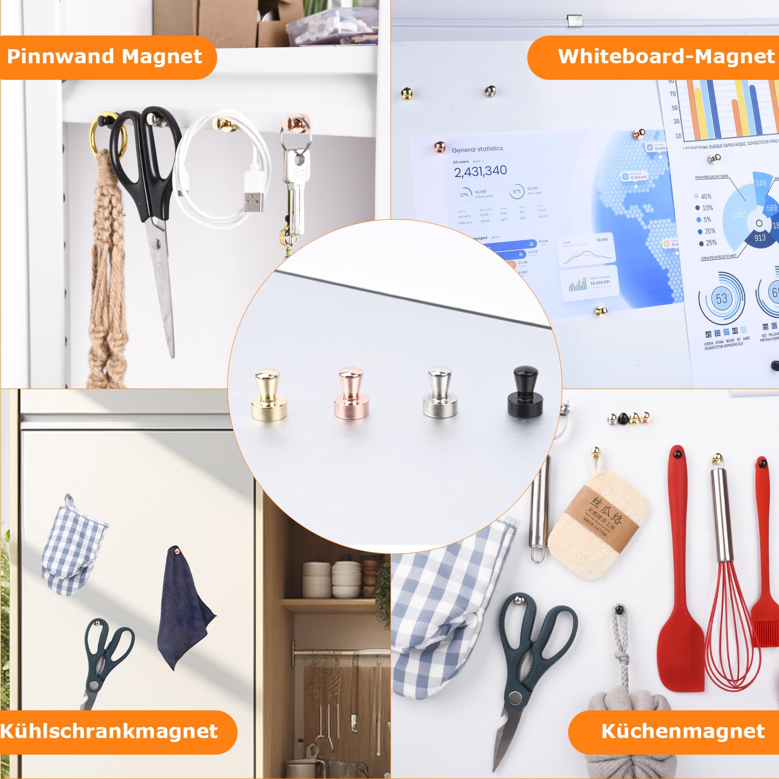 Magnetini Super Potenti Al Neodimio - 16 Pezzi Piccoli Ma Fortissimi Per Frigo E Lavagne