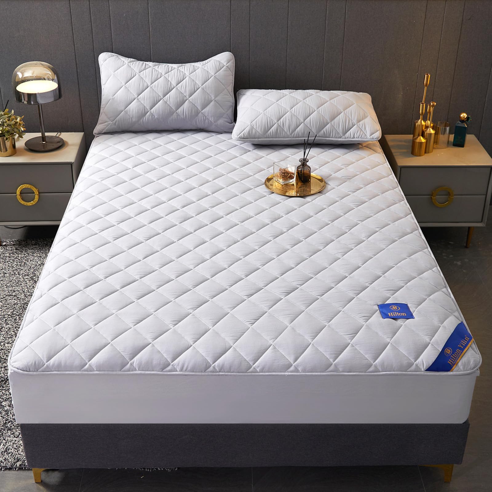 Couvre-lit de Style Drap-Housse 180x220,Bords élastiques durables Disponible en différentes Tailles Doux au Toucher pour|Jupe Extra Profonde