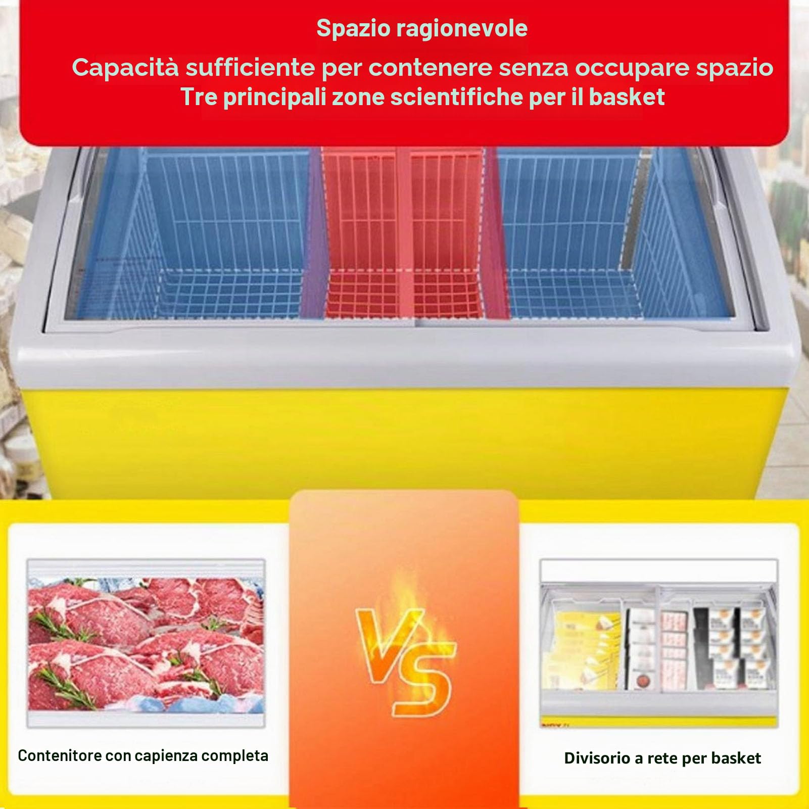 1 Cestello per congelatore, organizer per congelatore a pozzetto con maniglia, cestello espandibile per lavare le verdure, contenitore universale per congelatore(bianco)