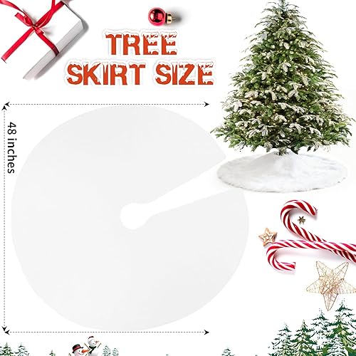 Miniatura 2 de CCINEE Falda de felpa para árbol de Navidad de 48 pulgadas con gran piel sintética blanca para nieve, decoración para fiesta de Navidad, suministros