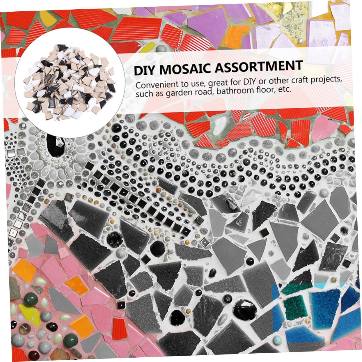 Tessere per Mosaico Ceramica Irregolari 1 Sacchetto per DIY Art Craft | Pezzi Creativi per Vasi e Progetti Casalinghi, Bordi Uniformi, Uso Pratico e Comodo