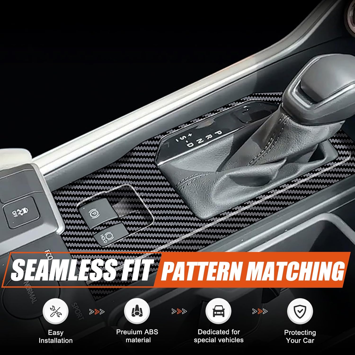 Gear Shift Panel Cover Trim Compatible with Toyota Grand Highlander 2024 2025 2026,ABS Carbon Fiber Pattern Central Control Gear Panel Trim Cover Interior Decoration Accessories (Carbon Fiber Pattern)