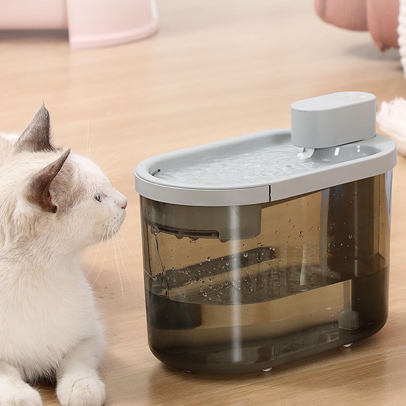 Katzen-Wasserbrunnen, Batteriebetriebener Ha (Grey)