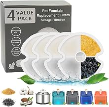 4 Pack Cat Dog Water Fountain Filter Replacement Activated Carbon Filter for Cat Fountain Stainless Steel 2.5L and 2L Water Fountain