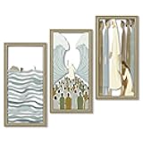 Putuo Decor Christian Wall Art Set of 3, Red Sea Bible Story Religious Wall Decor, Framed Jesus and Bible Verse Prints, Neutral Modern Boho Scripture Artwork for Church Living Room Bedroom, 16x8 Inch