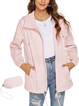 Rapbin Raincoat Womens Waterproof Lightweight Rain Jacket Windbreaker Packable Hooded Rain Coats Outdoor Running Jacket