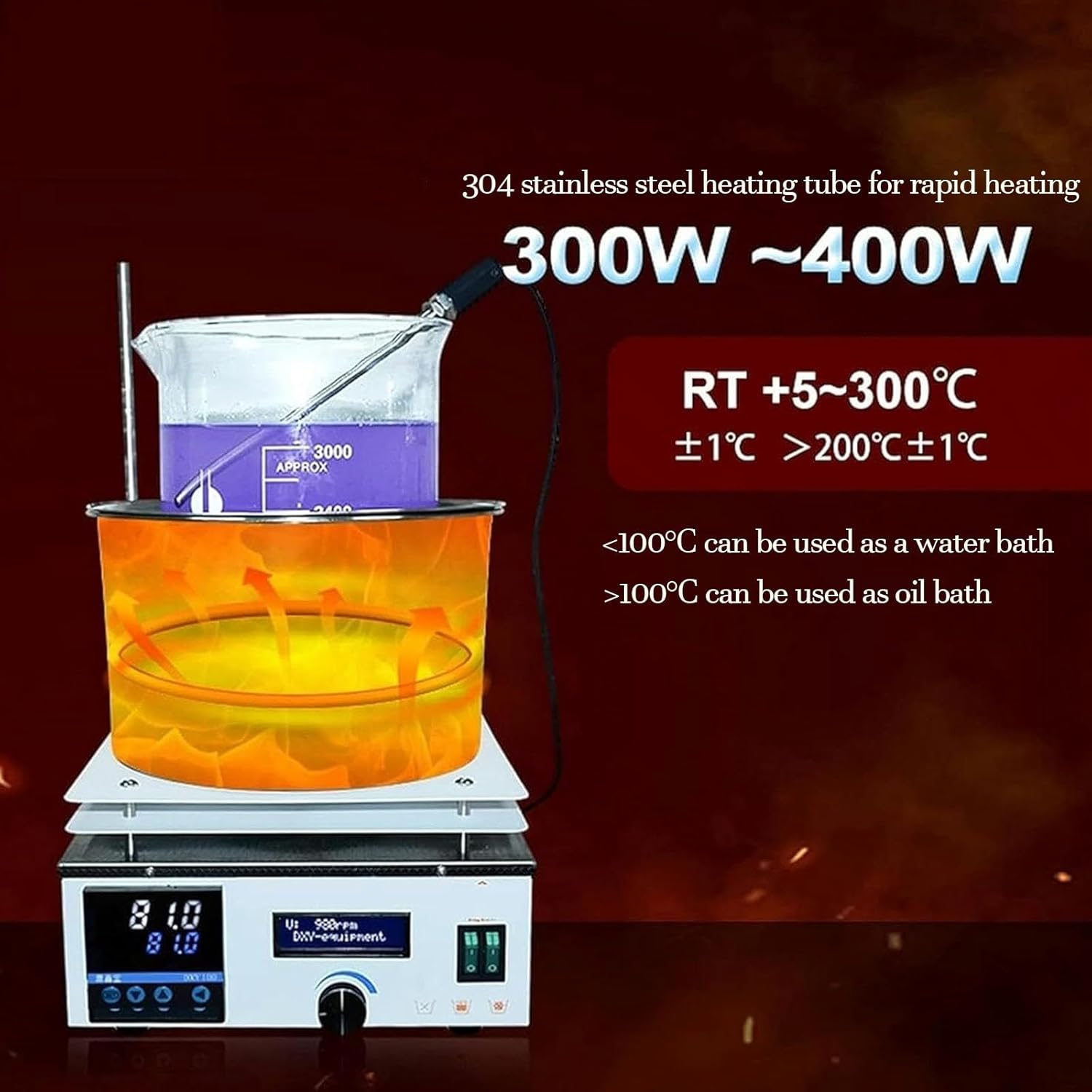 Magnetic Heating Stirrer, 3L/5L/10L Lab Water & Oil Bath with Magnetic Stirrer, Heat-Collecting Magnetic Stirring Device with Digital Display, for Scientific Research(10L)