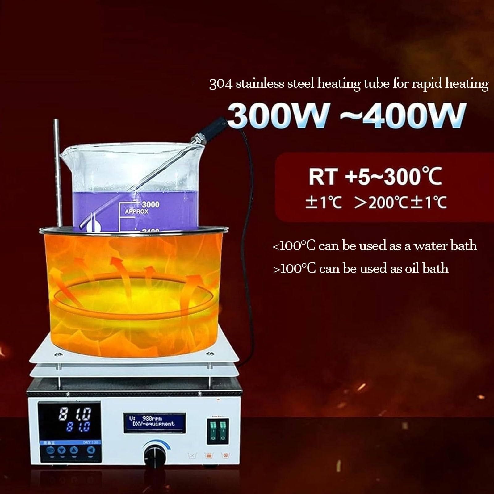 Piastra riscaldante con agitatore magnetico con barra di agitazione, display digitale a LED, agitatore magnetico con piastra riscaldante da 0 a 2450 giri/min, agitatori con piastra riscaldante(3L)
