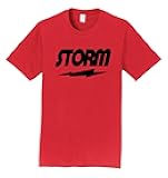 Red T-Shirt 100% Cotton - Storm Bowling - Black Storm Logo - Design 00BC