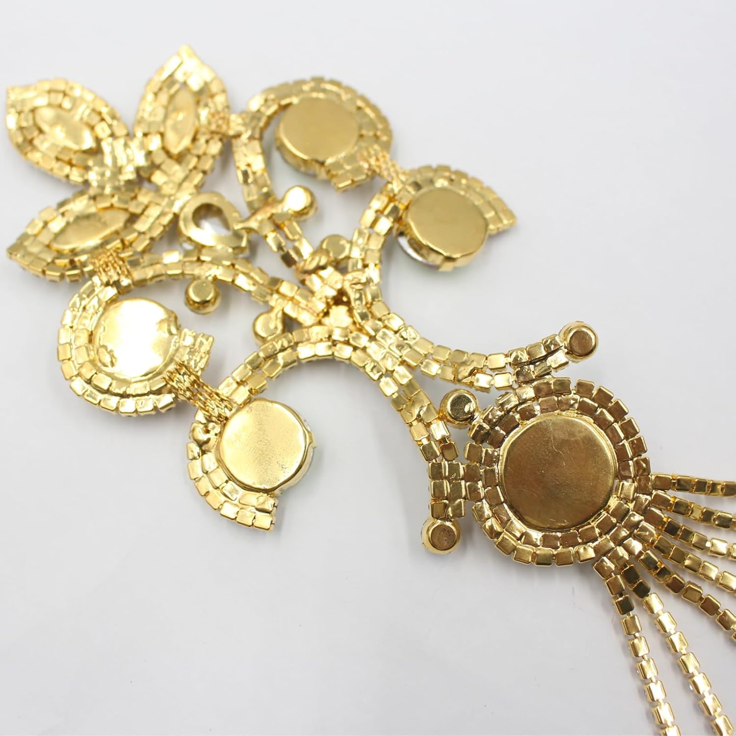 PEARLY JUN Rhinestone Applique Patches Gold Diamond Epaulettes Shoulder Trim Fringe Patches for Dresses Hand Sewing Craft Projects DIY Wedding Clothes Shoes Hats Bag Embellishments