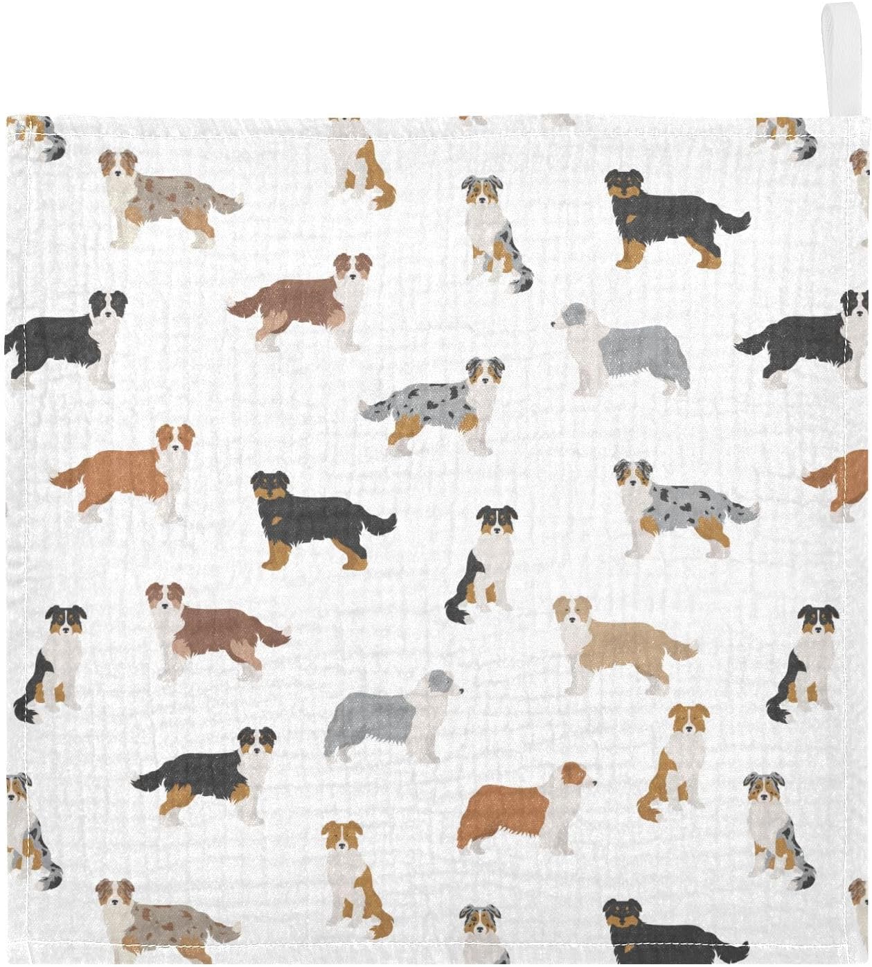 vvfelixl Baby Cotton Washcloths Australian Shepherd Dog Infants Bath Towel for Unisex Face Towels for Newborn, Natural Baby Wipes Delicate Skin, 11.8 X 11.8 inch, one sizex5