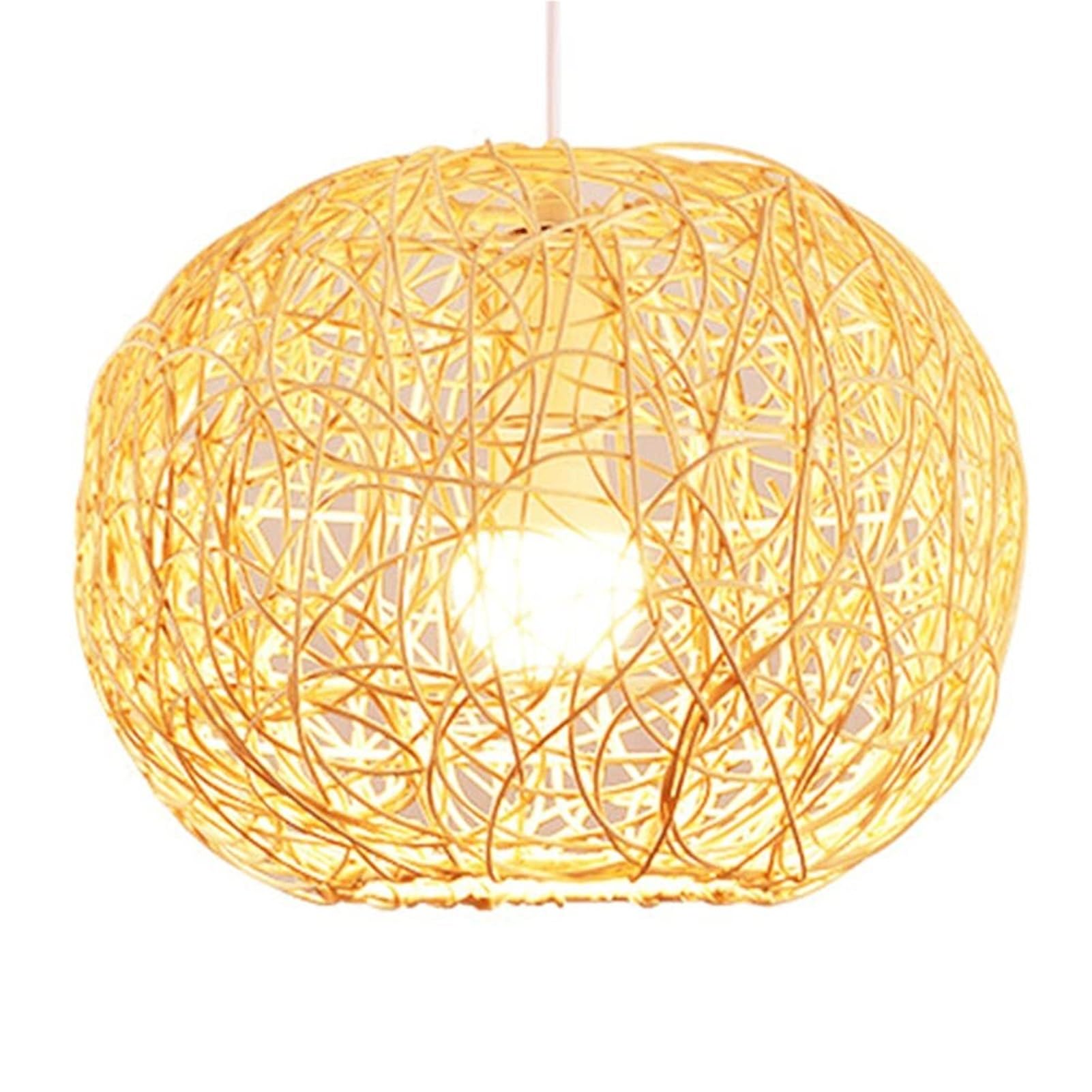 KBUUKYYXouy Spherical Irregular Vine Beige Rattan Hanging Lighting Hollow Southeast Asian Hand Woven Wicker for Rustic Corridor Kitchen Island Bar Club(15.7in*13.7in)