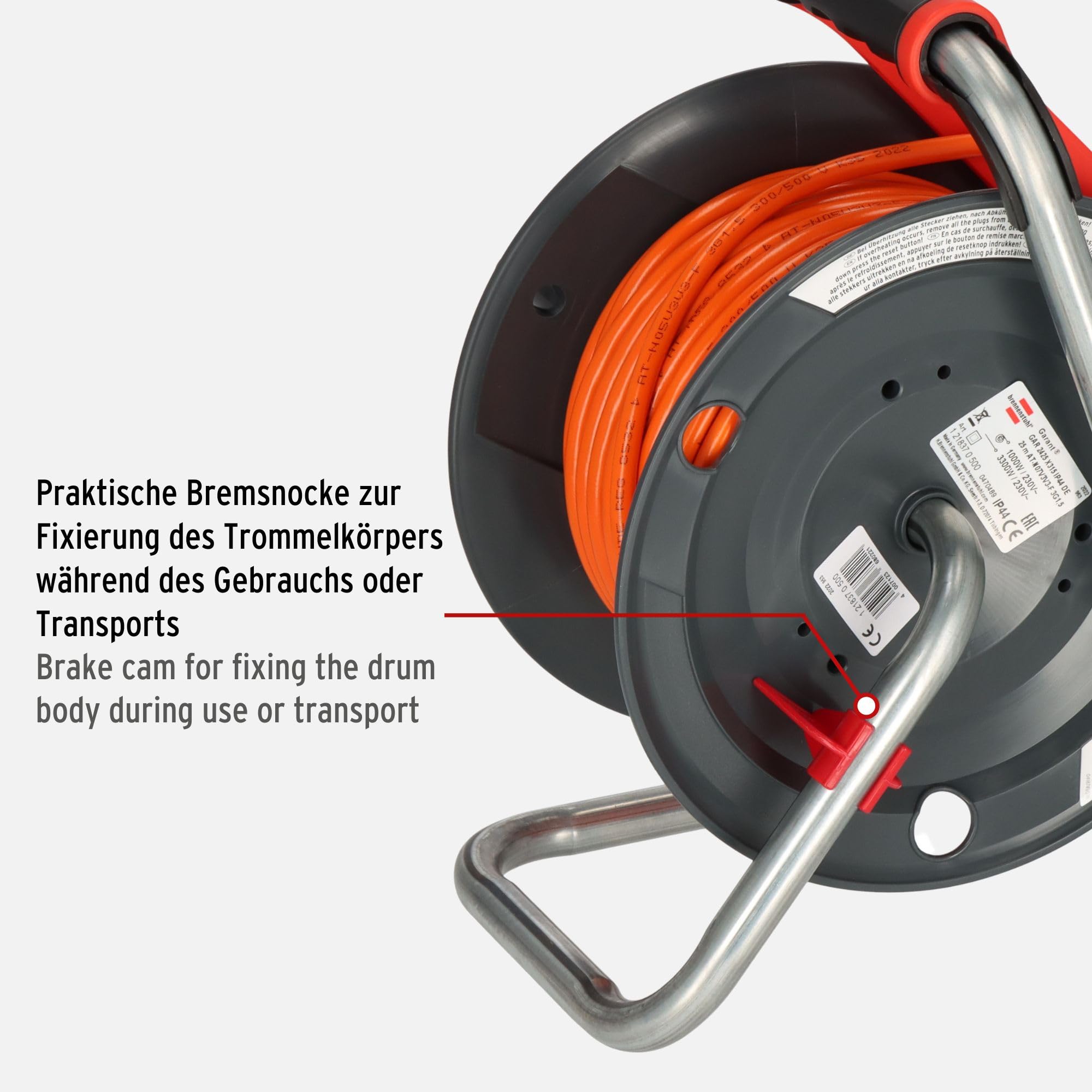 Brennenstuhl Kabeltrommel SPAR-SET 50m outdoor Garant V2 (Made in Germany, IP44) + Brennenstuhl BREMAXX Verlängerungskabel 10m (Made in Germany, IP44, einsetzbar bis -35 °C, öl- und UV-beständig)