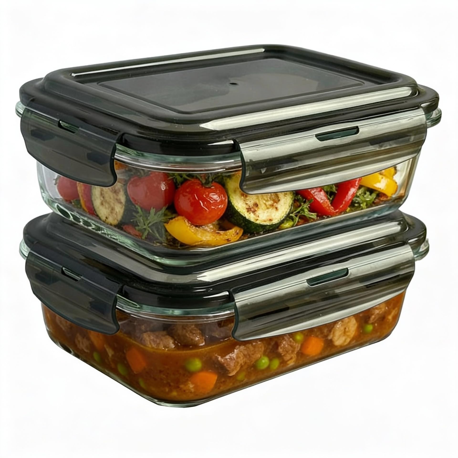 Mantraraj Unisex Clear 1100Ml Glass Food Storage Container With Airtight Plastic Lid In | Size: 2 Pack