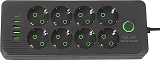 Power Strip 2500W Multifunctional Power Strip Electrical Outlets 4 USB Ports TYPE-C Phone Outlet with Off Button and Overload Protection (8 Power Outputs & 4 USB Outputs & TYPE-C)