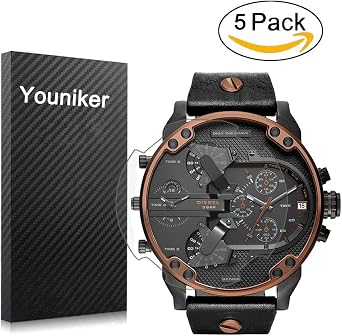 5 Pack Diesel Screen Protector, Diesel Screen Protector Foils for Diesel Men's DZ7400 Mr Daddy Watch Crystal Clear HD, Anti-Scratch, Anti-Fingerprint,Bubble Free Film