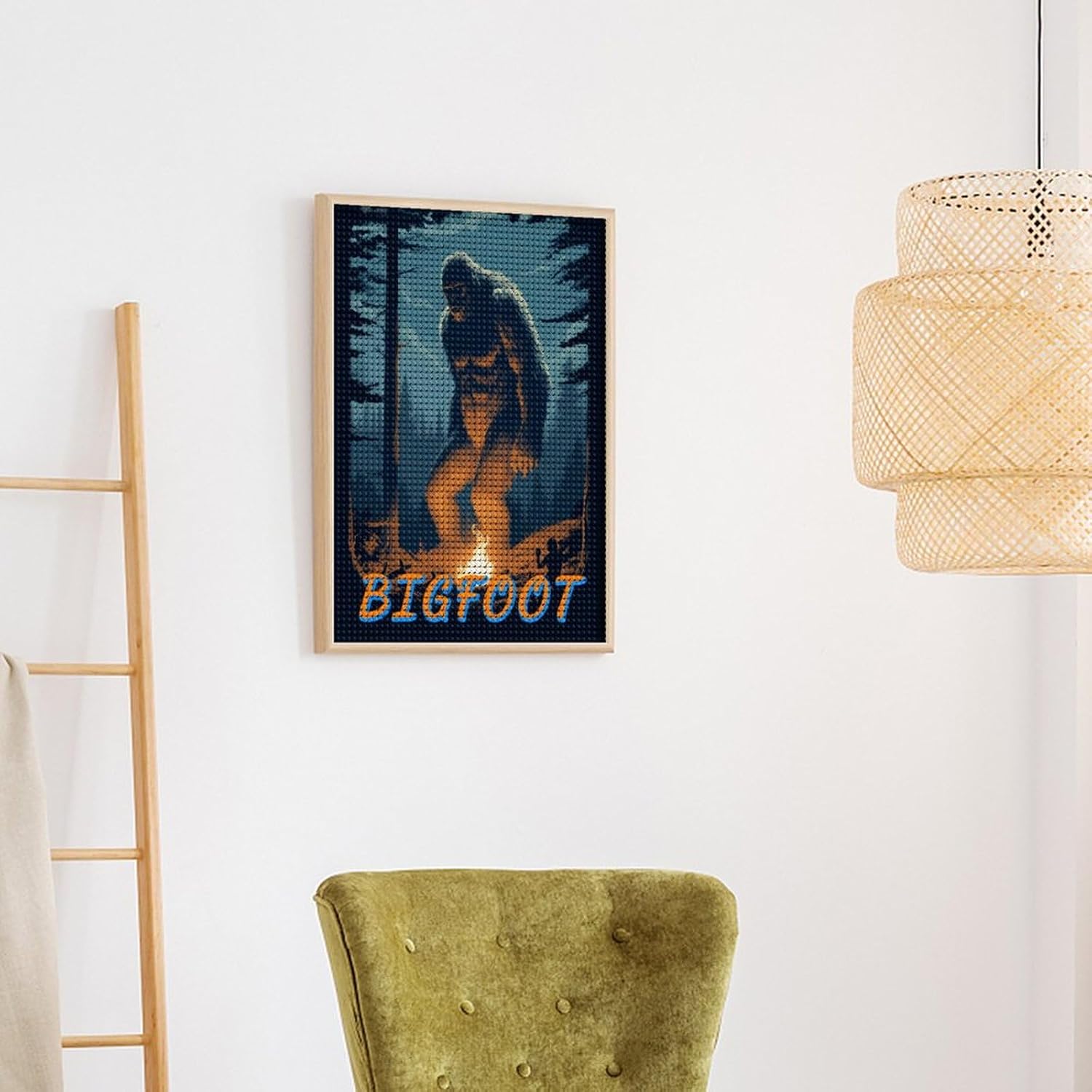 Dolrlasin Bigfoot Bonfire Camping Diamond Painting Art Kits for Adults and Kids Diamond Painting Diamond Art Kits 5D Diamond Painting Art Kits for Home Wall Decor 12x16inch, style