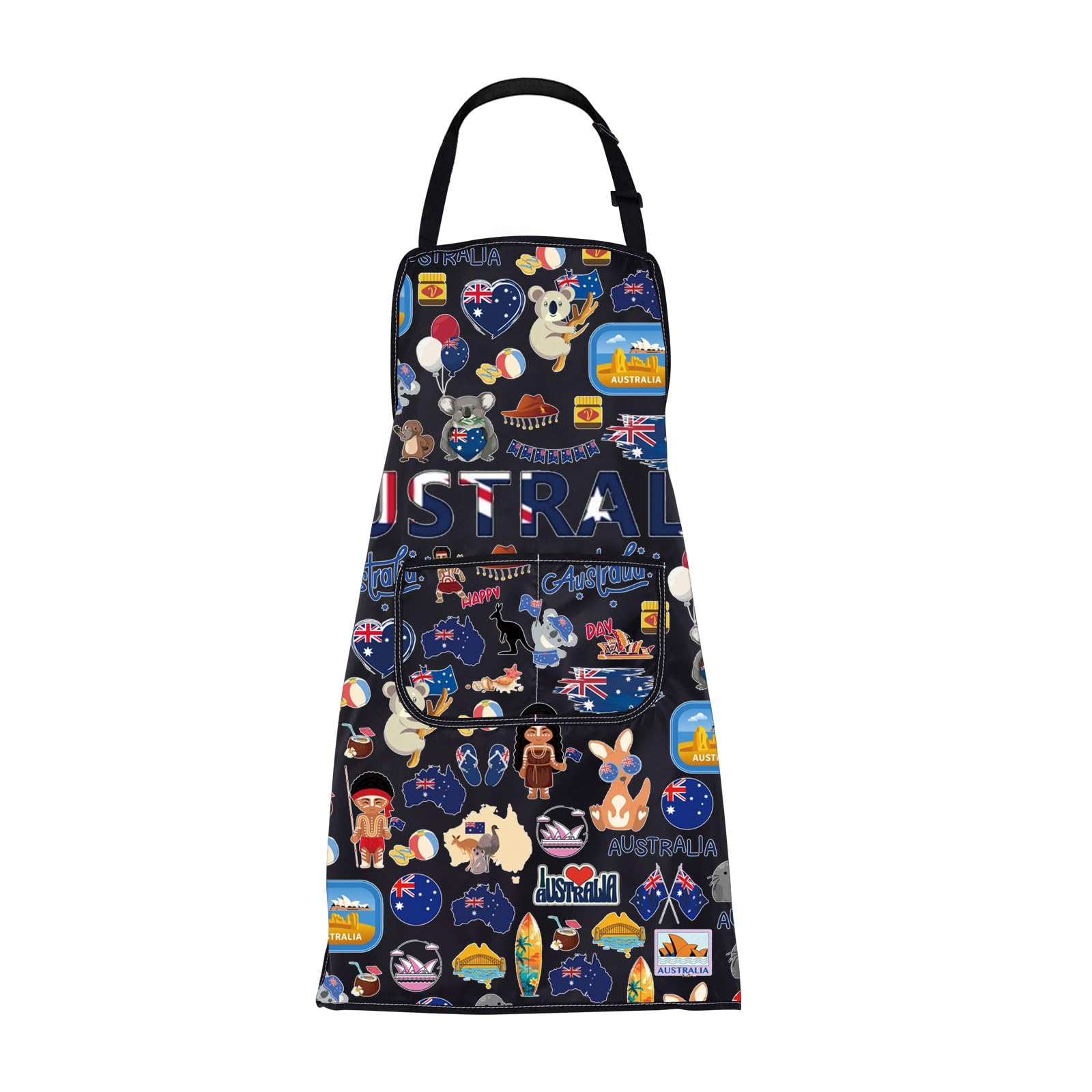 ENSIANTH Australia Apron with Pockets for Chef Aussie Kitchen Apron Gifts for Australian Souvenir Australia Trip Vocation Gift