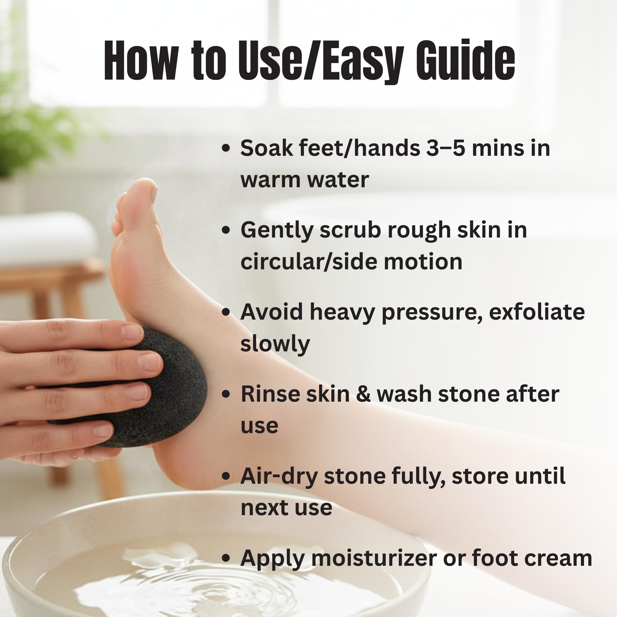 Depurador de pies y manos con piedra pómez, removedor de callos de piedra de lava natural negra, exfoliación de pies, exfoliante de manos, herramienta de pedicura y removedor de piel seca, promueve un