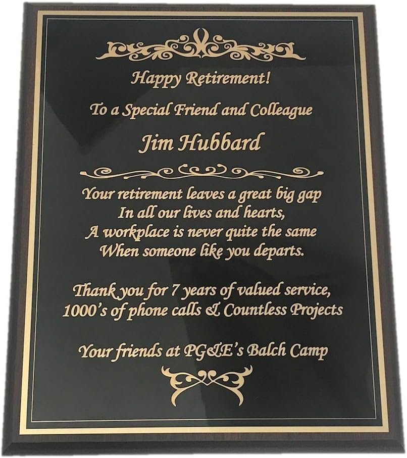 Wooden Plaque, Retirement, achievement award, sports